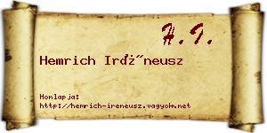 Hemrich Iréneusz névjegykártya